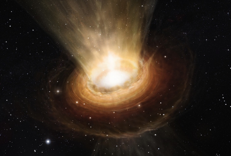 Agujero negro en la galaxia NGC 3783, expulsando polvo- ESO/ M Kommesser