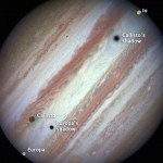 Júpiter y tres de sus lunas, captados por el Hubble