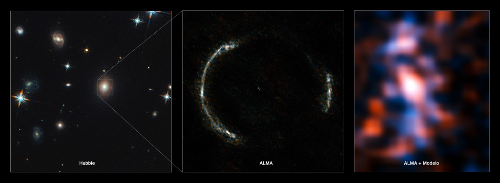 ALMA observa una galaxia enorme distante gracias a ayuda gravitacional