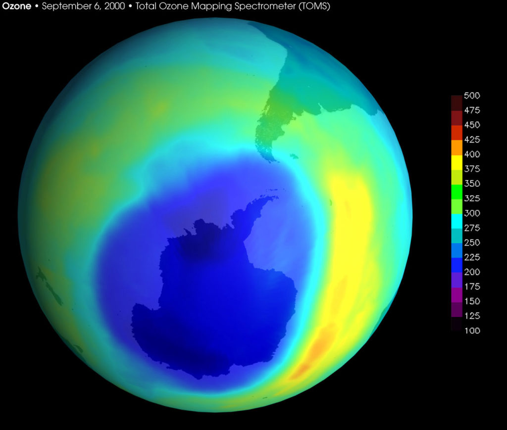 El hoyo más grande de la capa de ozono. Imagen del 6 de septiembre de 2000- NASA