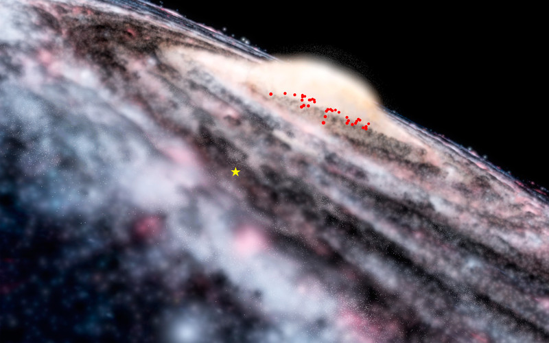 Las cefeidas recién descubiertas- Ilustración de la Vía Láctea- ESO, Microsoft Worldwide Telescope
