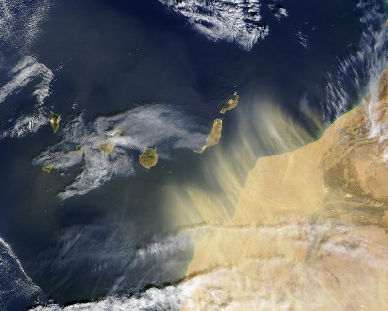 Polvo sahariano sobre las islas Canarias- NASA