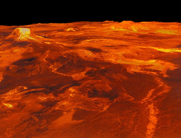 Región venusiana Western Eistla, a partir de imágenes obtenidas por la sonda Magallanes- JPL, NASA