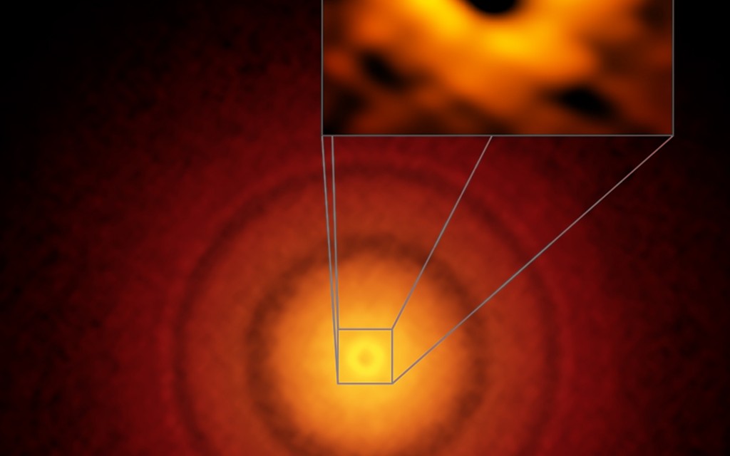Imagen del disco de formación de planetas alrededor de la joven estrella de tipo solar TW Hydrae- S Andrews (Harvard-Smithsonian CfA), ALMA (ESO/NAOJ/NRAO)