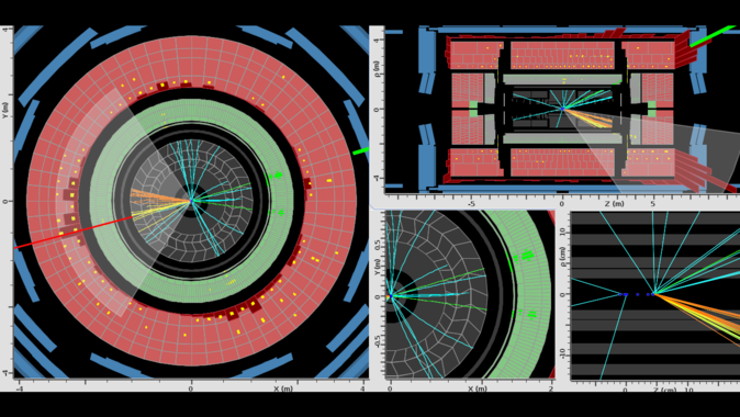 Ejemplo de evento seleccionado por el experimento ATLAS para buscar un nuevo bosón de Higgs. / ATLAS Collaboration/CERN