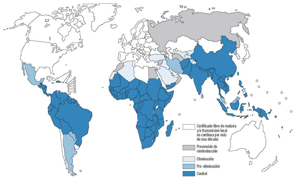 Mapa del paludismo o malaria