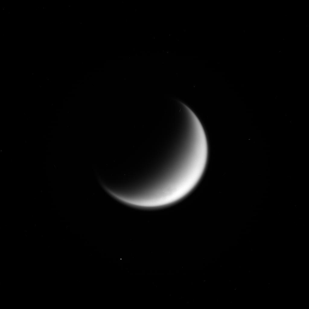Titán, la luna de Saturno, vista el sobrevuelo del 22 de abril de 2017