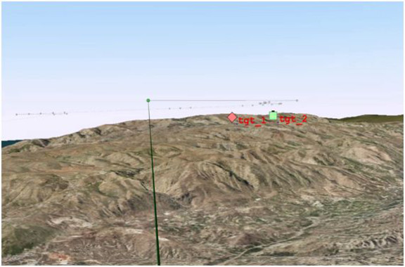 Imagen del vídeo resultante del sistema de realidad aumentada en el que se resaltan la ruta de navegación prevista y los objetivos. / UPM