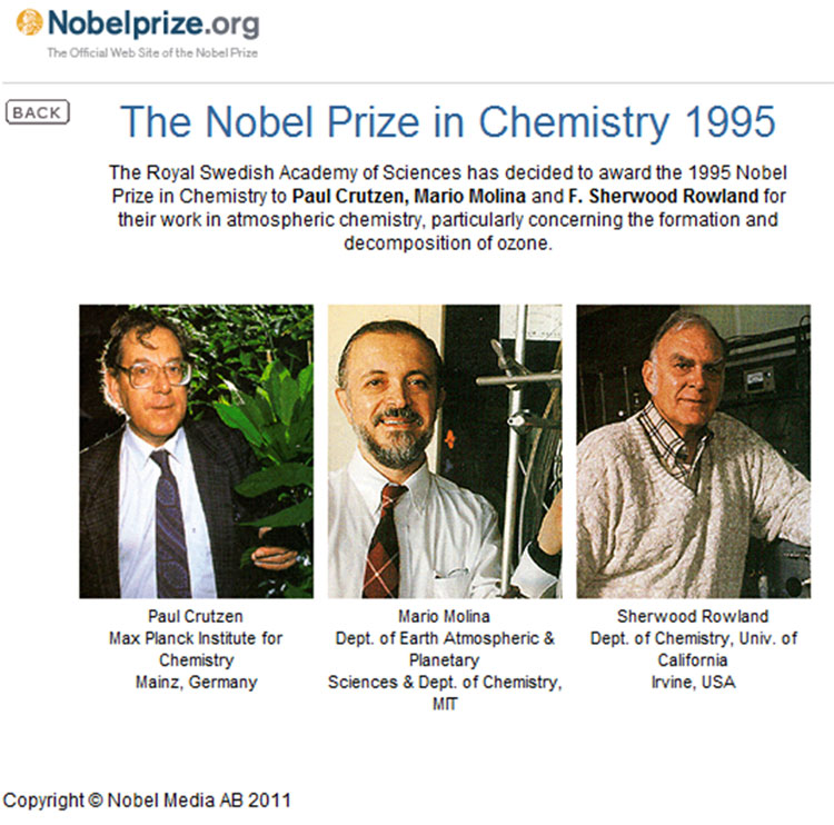 Anuncio de los ganadores del Nobel de Química 1995, incluido Mario Molina