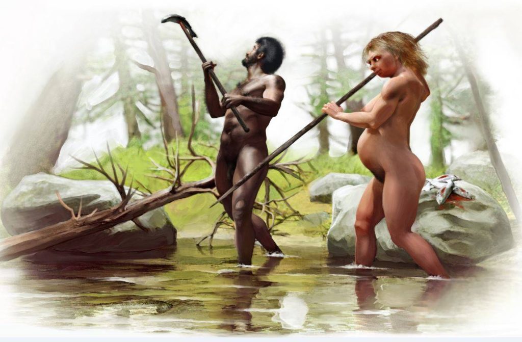 Pareja de mujer neandertal y hombre Homo sapiens- José Antonio Peñas, SINC
