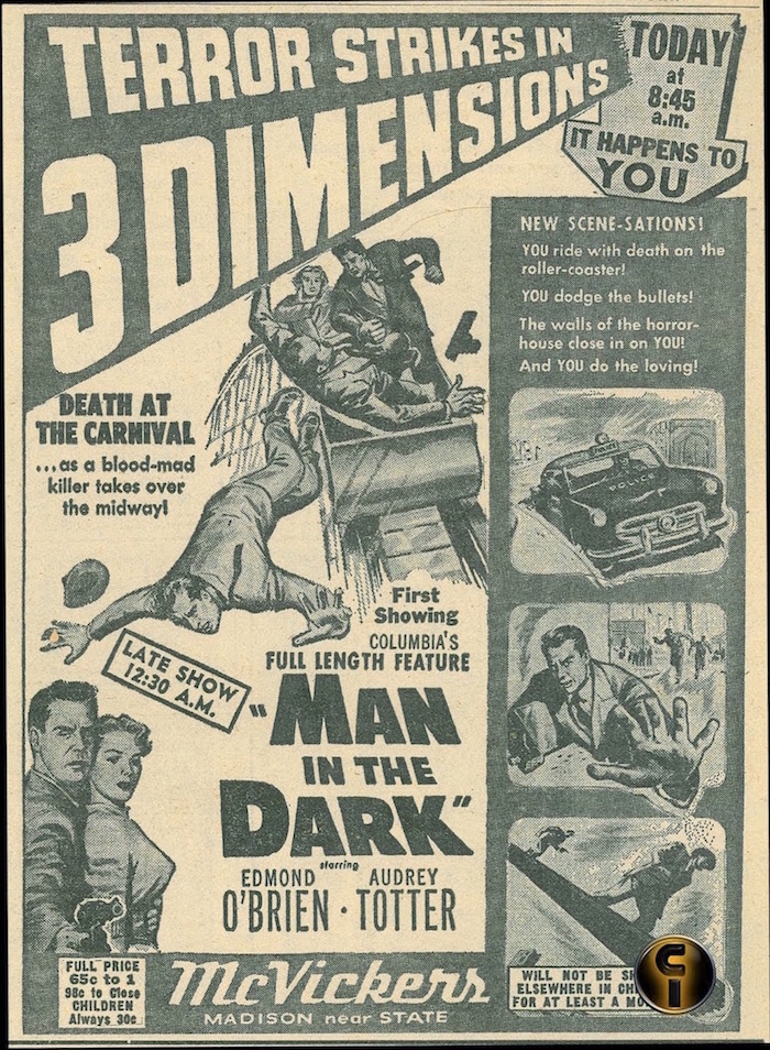 Man In The Dark, cartel de la primera película en tercera dimensión producida por un gran estudio