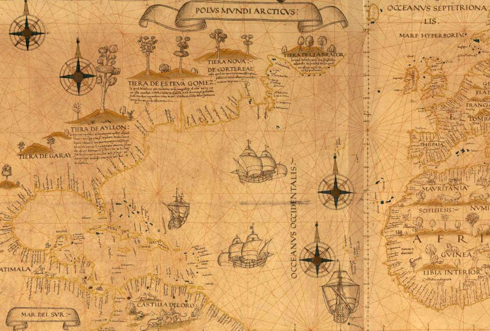 Navegación entre Europa y América en la Corriente del Golfo- Reproducción de la Carta Universal (1529) de Diego Ribero- National Library of Australia