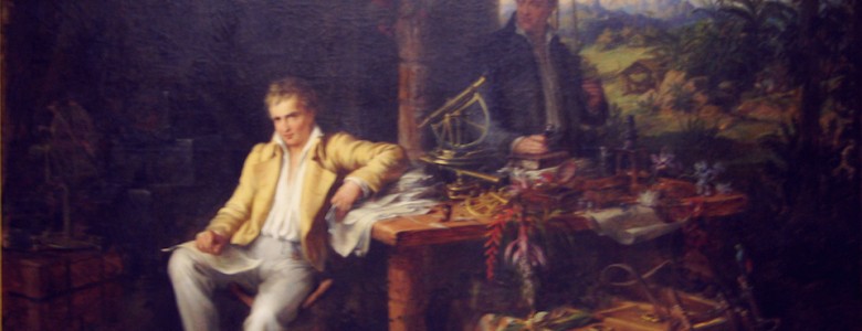 Alexander von Humboldt y Aime Bonpland en la selva amazonica del río Casiquiare- Óleo Eduard Ender,1850