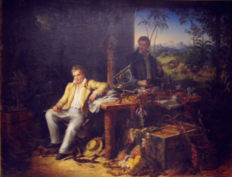 Alexander von Humboldt y Aime Bonpland en la selva amazonica del río Casiquiare- Óleo Eduard Ender,1850