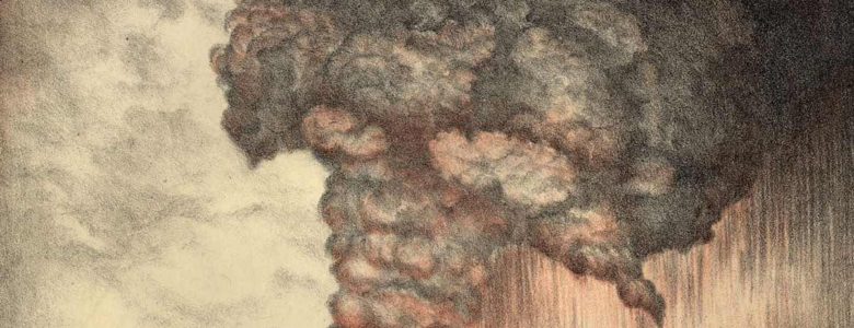 Erupción del volcán de Krakatoa- Litografía de Parker& Coward (Foto del Archivo Hulton/Getty Images)