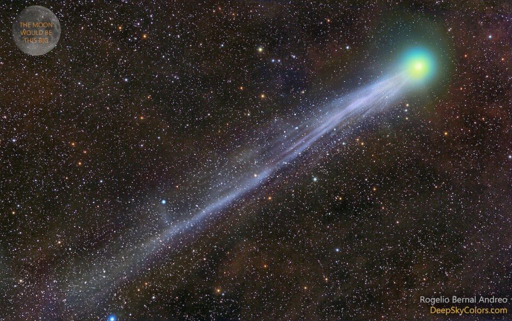 Espectro artificialmente coloreado del cometa C/2014 Q2, Lovejoy