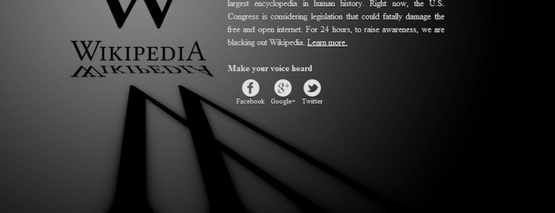 Wikipedia apagón contra la Ley SOPA, el 18 de enero de 2012