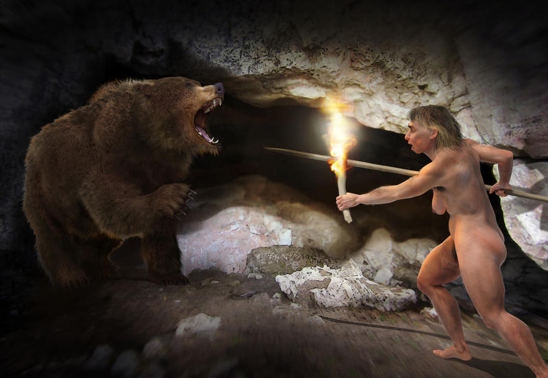 Una neandertal y un oso de las cavernas- José Antonio Peñas, Sinc