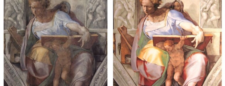 Daniel, antes y después de la restauración de la Capilla Sixtina de 1994
