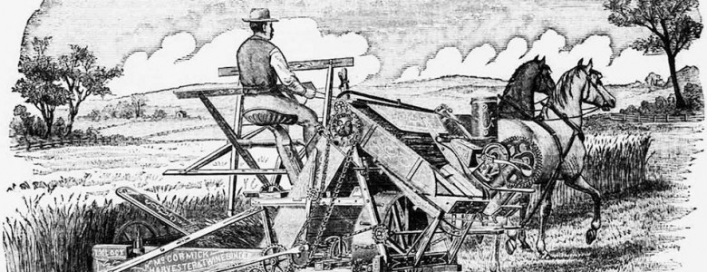 La cosechadora y engavilladora de McCormick