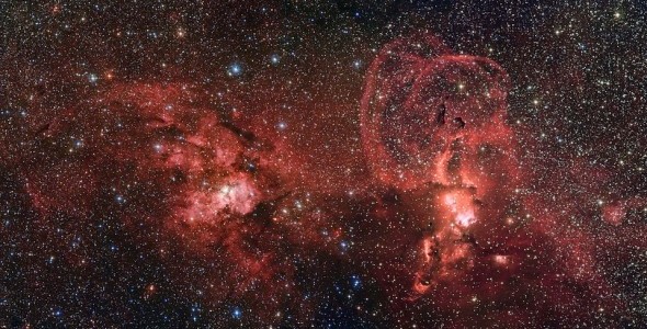 Espectacular paisaje de formación estelar, al sur de la Vía Láctea Zonas de intensa formación estelar en la Vía Láctea, NGC 3603 y NGC3576 - ESO/G. Beccari