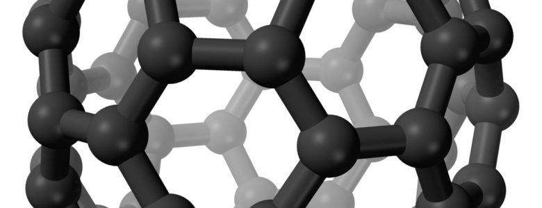 Fullereno con 70 átomos de carbono, C70 en 3D