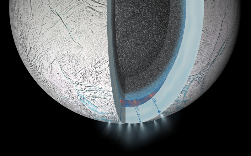 Encélado, un satélite de Saturno, tiene aguas termales