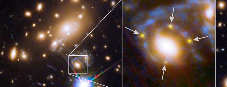 Una cruz de Einstein muestra cuatro veces la explosión de una estrella