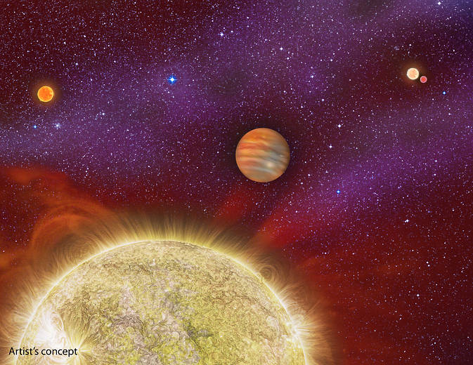 Un planeta 'criado' por cuatro estrellas madre