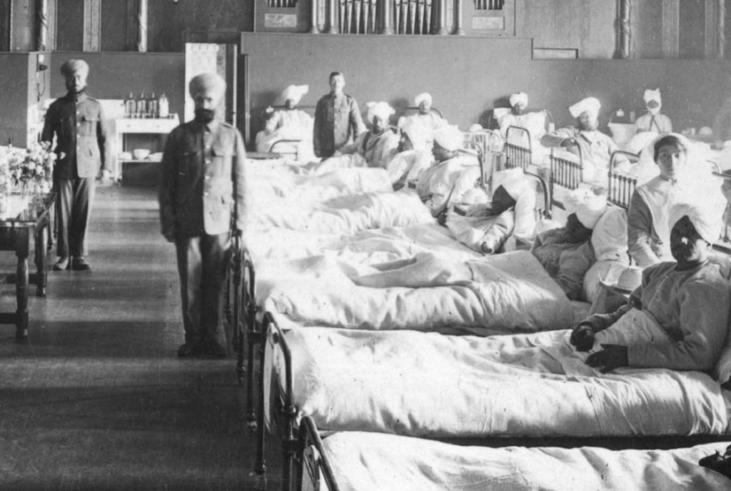 Hospital instalado en residencia hindu en la Primera Guerra Mundial