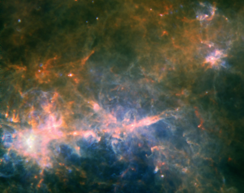 Filamento G49 de la Vía Láctea visto por Herschel- ESA/Herschel/PACS/SPIRE/Ke Wang et al 2015