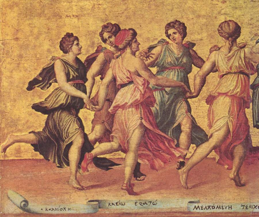 Danza de Apolo con las musas- Giulio Romano, fragmento