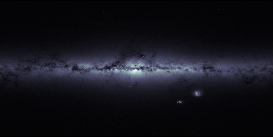Mapa de densidad estelar, Vía Láctea y Nubes de Magallanes- ESA:Gaia