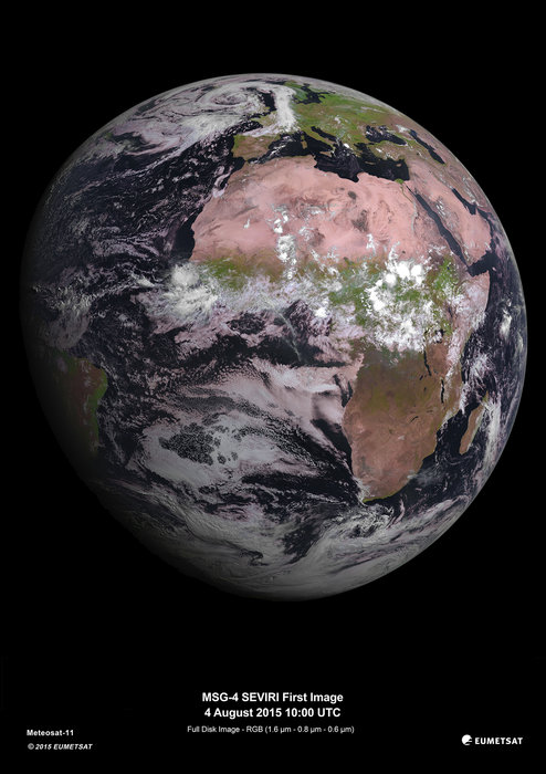 La Tierra vista por el nuevo satélite meteorológico europeo, MSG-4; su primera imagen