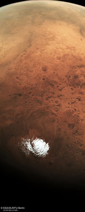 Sobrevolando el polo sur de Marte