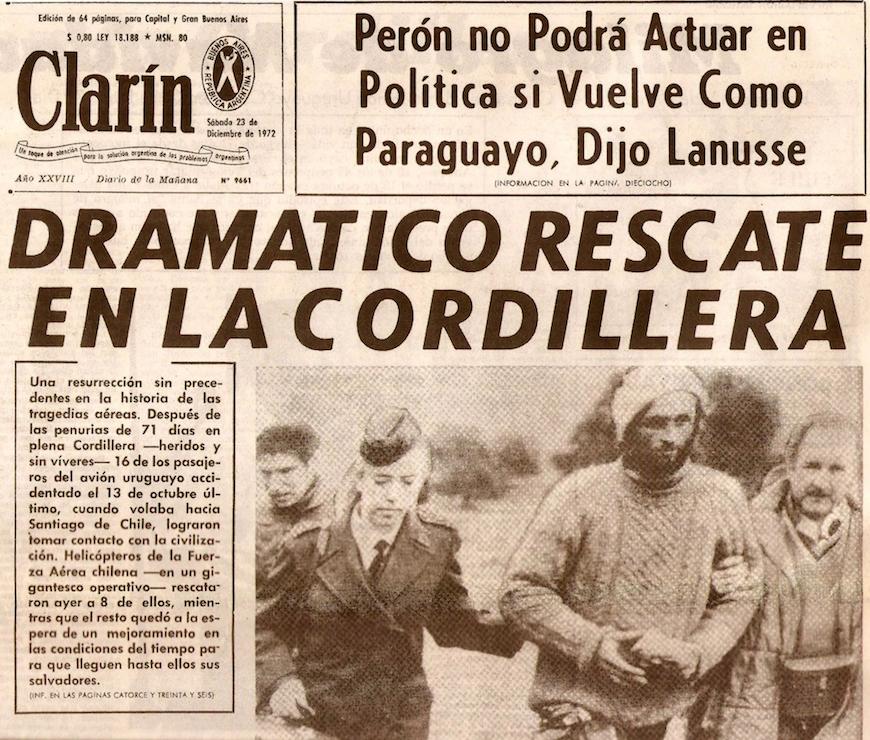 La nota del rescate de los sobrevivientes de Los Andes, del 23 de diciembre de 1972