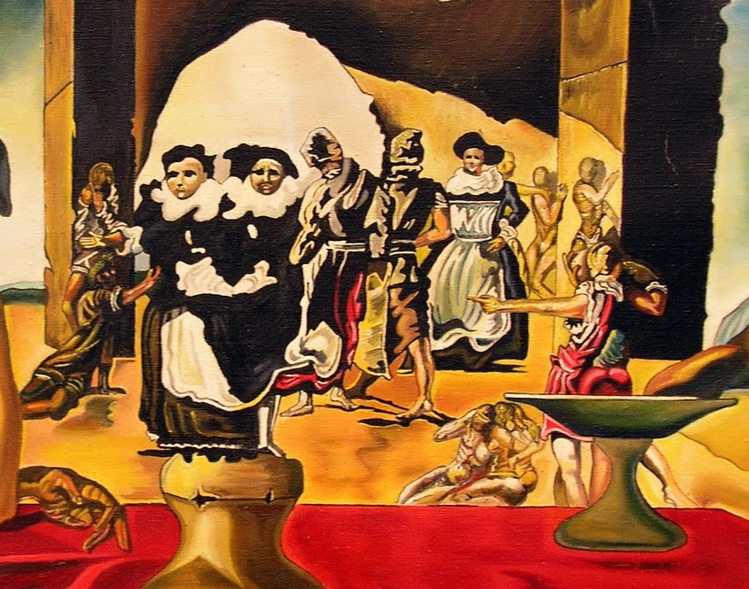 Mercado de esclavos con aparición del busto invisible de Voltaire- Salvador Dalí, fragmento