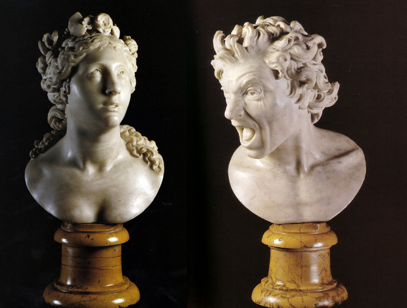 Esculturas Anima Beata (izquierda) y Anima Dannata de Bernini- Wikipedia