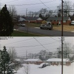 Antes y después de la tormenta de nieve de Snowzilla, Manassas, Virginia