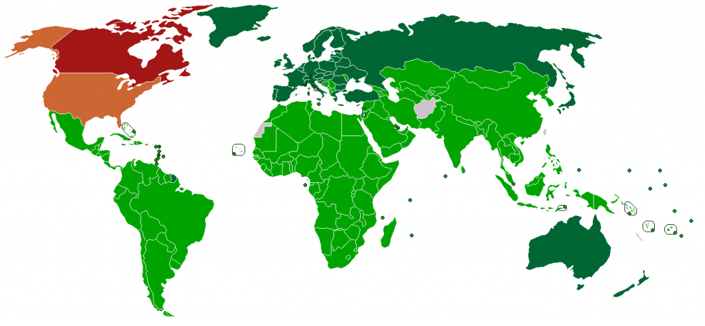 Posición de los diversos países en 2011 respecto del Protocolo de Kioto