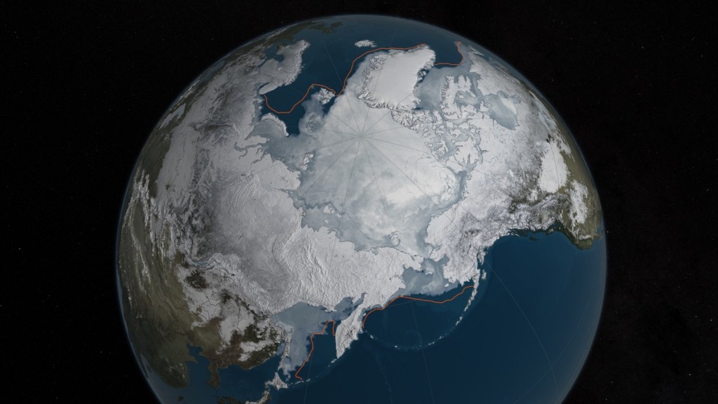 La menor cantidad de hielo en el Ártico registrado en la historia, 24 de marzo de 2016- NASA, Goddard