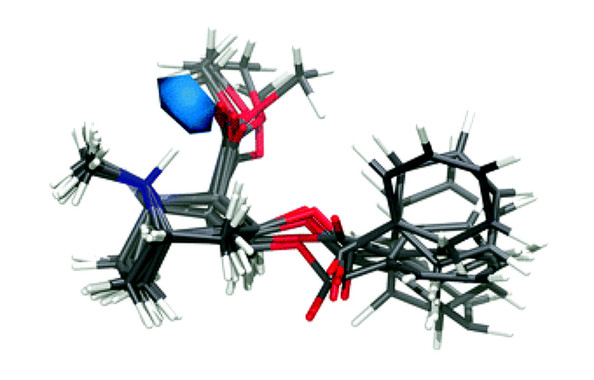 Estructura atómica de la molécula de cocaína en solución acuosa. / Andrew J. Johnston et al./Univ. Oxford/UPC