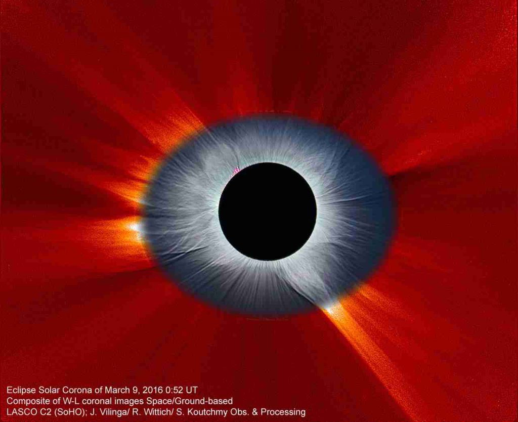 Ojo de Sol, la corona solar durante el eclipse de Sol del 9 de marzo de 2016- SOHO