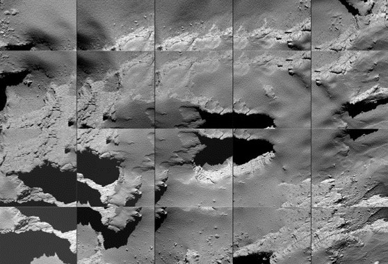 Secuencia de imágenes captadas por Rosetta durante su descenso a la superficie del cometa 67P este 30 de septiembre. / ESA/OSIRIS Team et al.