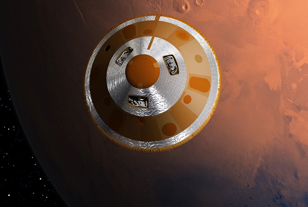 El módulo Schiaprelli en descenso hacia Marte- ESA, D. Ducros