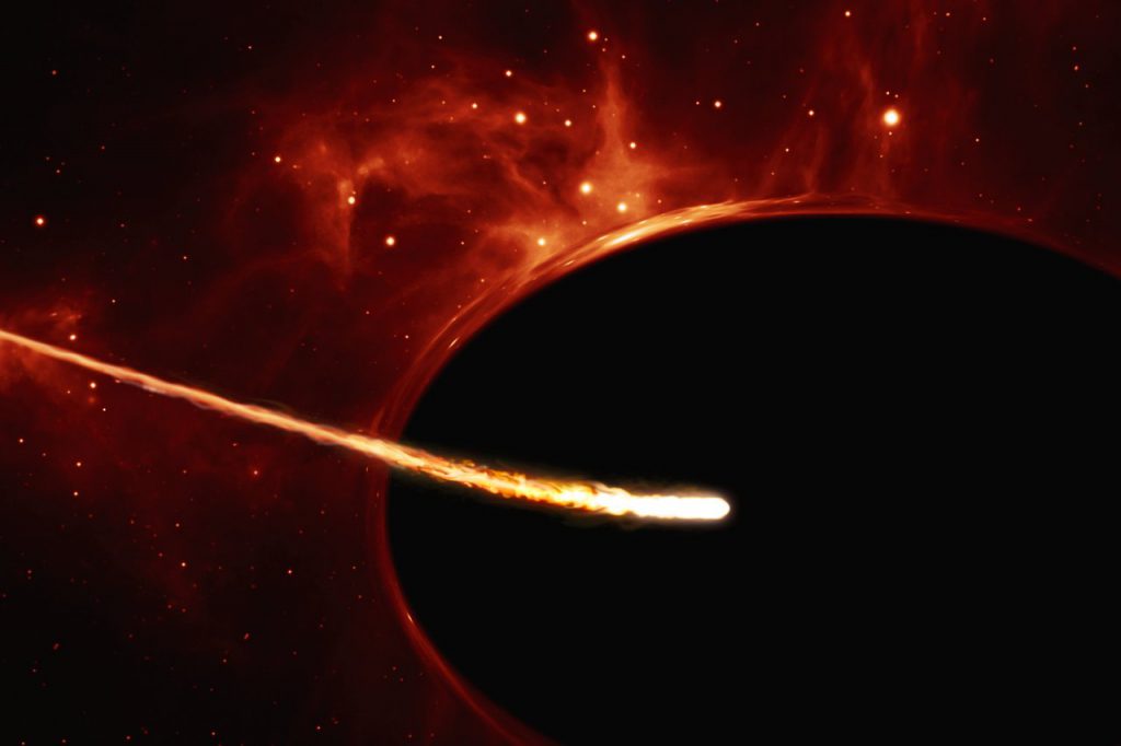 Estrella espaguetificada al ser tragada por un agujero negro supermasivo- ESO, ESA/Hubble, M. Kornmesser