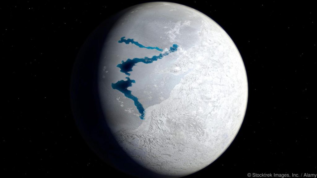 Vista de la Tierra "Bola de Nieve" en la glaciación Sturtian o Superglaciación