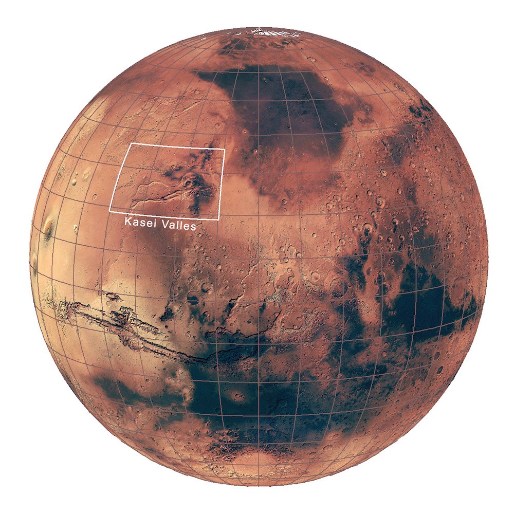 Marte, ubicación de Kasei Valles