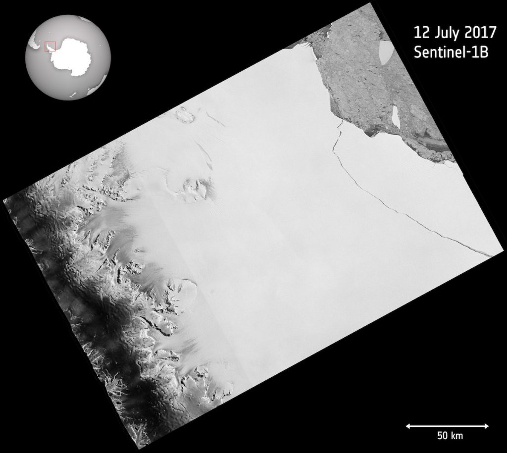Ruptura de la barrera Larsen C en la Antártida, para el nacimiento del mayor iceberg conocido
