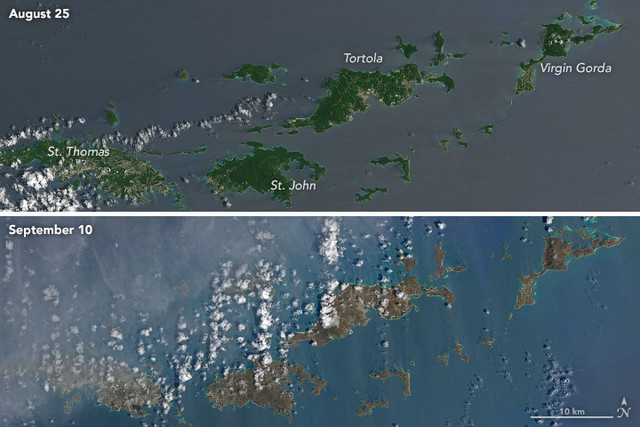 Las islas del Caribe ya no son verdes, tras el paso del huracán Irma